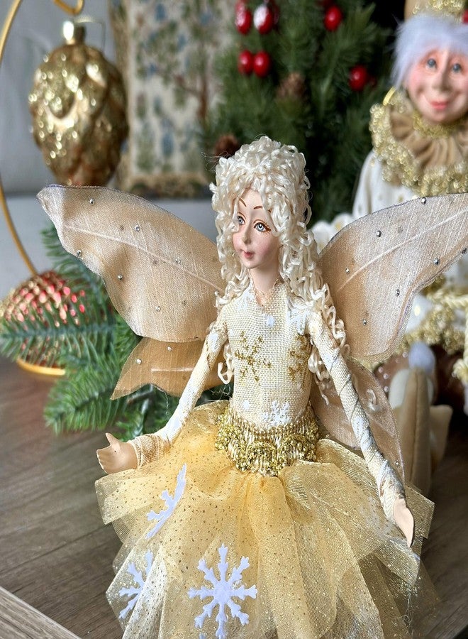 STP GOODS Christmas Decor Collectible Doll 12" Figurine for Home Decor & Holiday Posable Fairy Doll Indoor Christmas Seasonal Decoration Collectible Doll (Fairy in Gold) - Image 2